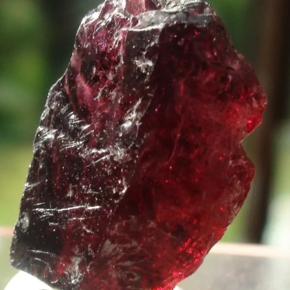 Opalite and garnet sterling silver pendant- WITH sterling silver box chain - Picture 2 of 8